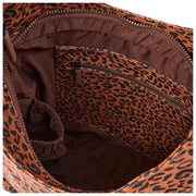 Roka Hoxton Große Umhängetasche aus Baumwollcanvas – Mini Leopard Brown