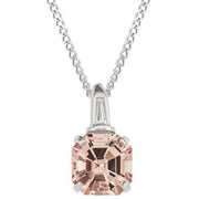 Elements Gold Asscher Cut Morganite Diamond Bale Pendant - Pink/Silver