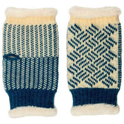Gestrickte Pulswärmer von Elie Beaumont – Blaugrünes Korbgeflecht