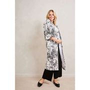 Elie Beaumont Serendipity Langer Kimono – Schwarz/Weißer Kranich