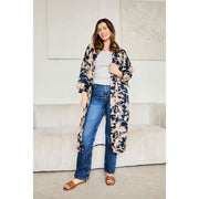 Elie Beaumont Serendipity Langer Kimono – Mitternachtsblütenblau