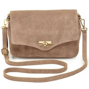 Elie Beaumont Midi-Twist-Tasche aus Wildleder – Nerzbeige