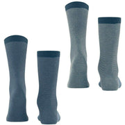 Esprit Allover Stripe 2 Pack Socks - Blue Mix