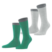 Esprit Allover Stripe 2 Pack Socks - Green/Grey/White