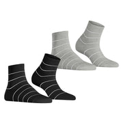 Esprit Fine Line 2 Pack Short Socks - Grey/Black