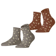 Esprit Twig Short 2 Pack Socks - Brown