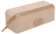 Alice Wheeler London Kensington Kleines Zugetui aus Wildleder – Nerzcreme