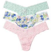 Hanky Panky Signature Lace 3 Pack Low Rise Thong - Low Tide Blue/Brush Stroke Blue/Bliss Pink