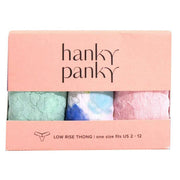 Hanky Panky Signature Lace 3 Pack Low Rise Thong - Low Tide Blue/Brush Stroke Blue/Bliss Pink