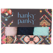 Hanky Panky Signature Lace 3er-Pack Low-Rise-Tangas – Blushing Rose/Marine/Celeste Blue