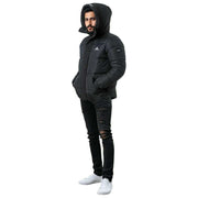 Helvetica Mountain Pioneers Barnes Parka mit Kapuze – Schwarz