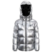 Helvetica Mountain Pioneers Cosmos Daunenjacke mit Kapuze – Silber