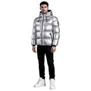 Helvetica Mountain Pioneers Cosmos Daunenjacke mit Kapuze – Silber