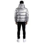 Helvetica Mountain Pioneers Cosmos Daunenjacke mit Kapuze – Silber