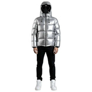 Helvetica Mountain Pioneers Cosmos Daunenjacke mit Kapuze – Silber