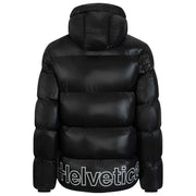 Helvetica Mountain Pioneers Edge Daunenjacke mit Kapuze – Schwarz