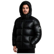 Helvetica Mountain Pioneers Edge Daunenjacke mit Kapuze – Schwarz