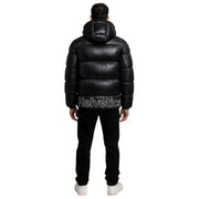 Helvetica Mountain Pioneers Edge Daunenjacke mit Kapuze – Schwarz