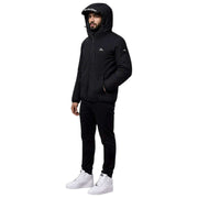 Helvetica Mountain Pioneers Eyeblock-Windjacke mit Kapuze – Schwarz