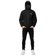 Helvetica Mountain Pioneers Eyeblock-Windjacke mit Kapuze – Schwarz