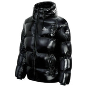 Helvetica Mountain Pioneers Freezer Daunenjacke mit Kapuze – Schwarz