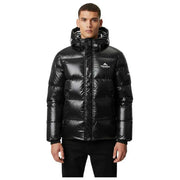 Helvetica Mountain Pioneers Freezer Daunenjacke mit Kapuze – Schwarz