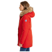 Helvetica Mountain Pioneers Lilli Parka-Jacke mit Kapuze – Rot/Natur