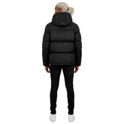 Helvetica Mountain Pioneers Mittelblock-Daunenjacke mit Kapuze – Schwarz
