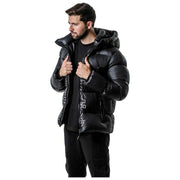 Helvetica Mountain Pioneers Silver 2 Daunenjacke mit Kapuze – Schwarz