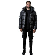 Helvetica Mountain Pioneers Silver 2 Daunenjacke mit Kapuze – Schwarz