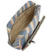 Hindbag Alix Extra große Kulturtasche – Orange/Blau gestreift