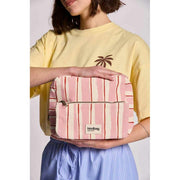 Hindbag Alix Extra große Kulturtasche – rosa/rot gestreift