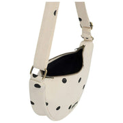 Hindbag Andrea Half Moon Bag – Off White Polka Dot