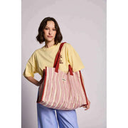 Hindbag Claude Tragetasche – Rot/Rosa gestreift