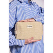Hindbag Leon gewebter Kulturbeutel – Nude Beige