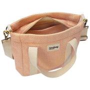 Hindbag Louise Square Woven Umhängetasche – Korallenrosa
