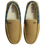Hunter Mokassin-Slipper mit Tartan-Kragen – Naturbeige