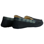 Hunter Mokassin-Slipper mit Tartan-Kragen – Marineblau