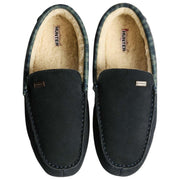 Hunter Mokassin-Slipper mit Tartan-Kragen – Marineblau