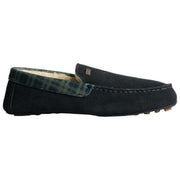 Hunter Mokassin-Slipper mit Tartan-Kragen – Marineblau