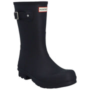 Hunter Original kurze Stiefel mit Tartan-Futter – Schwarz/Dunkeloliv