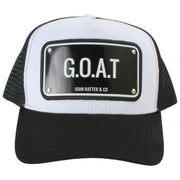John Hatter GOAT Trucker-Mütze aus Aluminium – Schwarz/Weiß