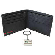 Lacoste Small Billfold Wallet and Key Ring Set - Black