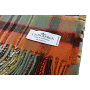 Locharron of Scotland Borders Dundee Old Weathered Lambswool Decke – Orange/Grün