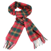 Locharron of Scotland Bowhill Maple Leaf Lambswool Tartan Scarf - Green/Red/Yellow