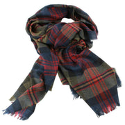 Locharron of Scotland Brock Logan Moderner Luxusschal – Marineblau/Olivgrün/Rot