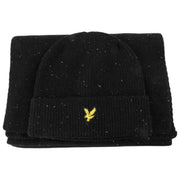 Lyle & Scott Donegal Schal und Mütze Geschenkset – Jet Black