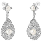 Pearls of the Orient Perlenohrringe im Vintage-Stil – Weiß/Silber