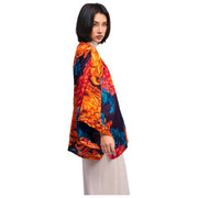 Kurze Kimono-Jacke „Powder Chrysanthemum“ – Blau