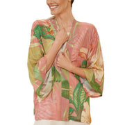 Powder Delicate Tropical Kimono Jacket - Candy Pink